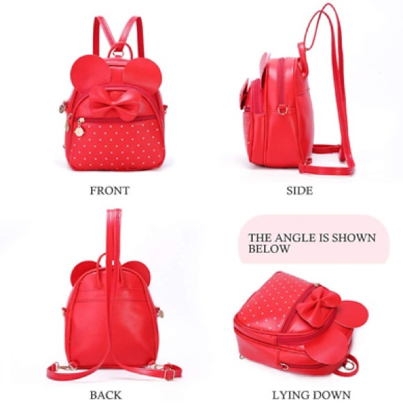 Girls Bowknot Polka Dot Cute Mini Backpack Small Daypacks Convertible Shoulder B - Picture 3 of 8